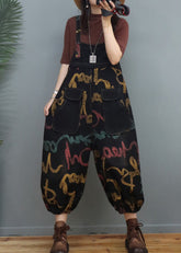 Monos de mezclilla con farolillos y patchwork con estampado gráfico bohemio